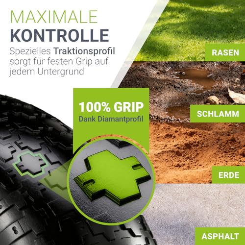 Foto von Juskys Schubkarre 100L, 250 kg – mit verzinkter Wanne, Luftreifen & Metall Felge, stabile Garten Schubkarre & Schiebkarre – Transportkarre Garden Silber
