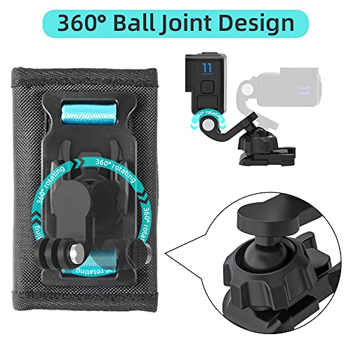SUREWO Bag Backpack Shoulder Strap Mount with Universal Ball J Hook Compatible with GoPro Hero 13/12/11/10/9/8/7/(2018)/6/5 Black,DJI Osmo Action 5 Pro/4/3 and More Action Cameras - Image 2