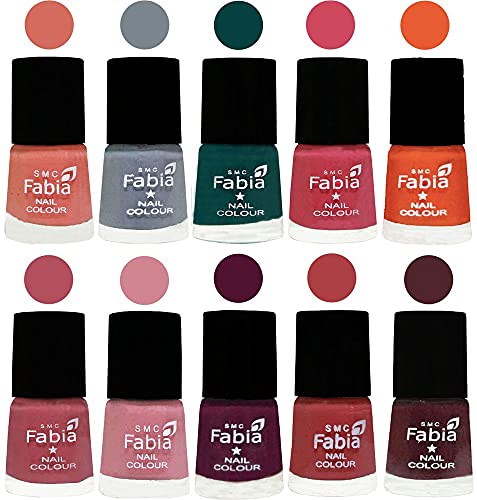 Image of ALL IN ONE (PACK OF 10), Long Lasting Glossy Nail Polish, 6 ml Each, All Vibrant Colours,02035