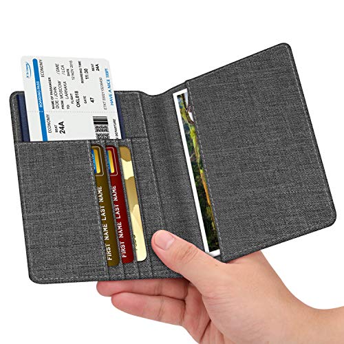 Image of FINTIE Passport Holder, Slim Travel Wallet RFID Blocking Card Case Cover Passport Cover Protector Essentials with Credit Card Slots for Women /Men | Slim