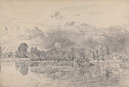 Poster John Constable Fulham Church de style tableau extra large mat