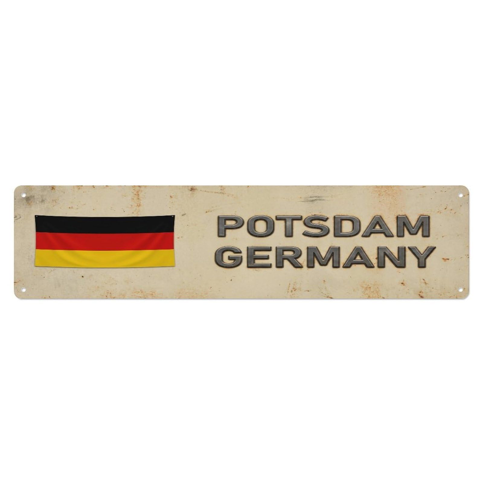 Metal Tin Sign Vintage Potsdam Germany Flag Decor Rustic Travel