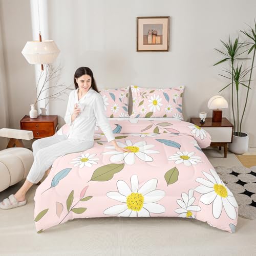Couette marguerites blanches lit enfant imprimé botanique durable - 3