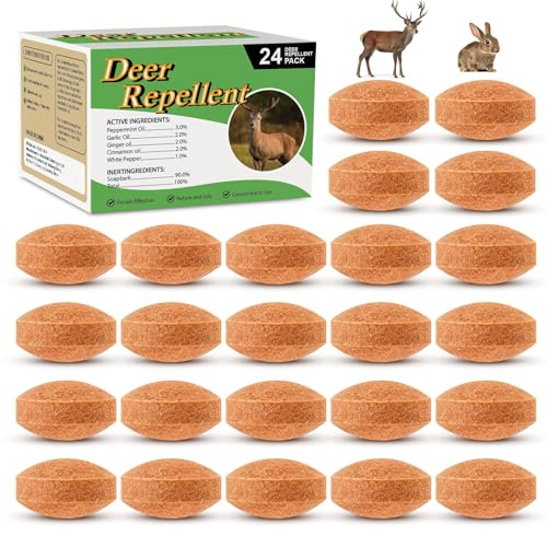 Pblovylu 24 Pack Deer Repellent Rabbit Repellent Outdoor Deer Deterrent for Trees Plants Flower...