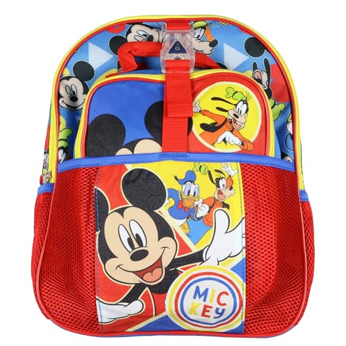 Mickey Mouse Backpack Toddler 14" and Lunch Box Set 4 Pcs, Mickey Backpack Set, Drawstring Bag, Safety Light-Up Buckle2