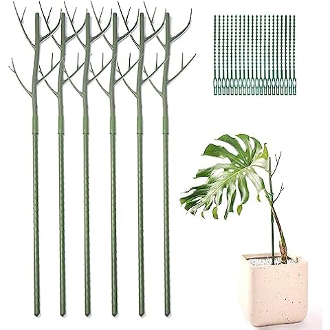 6 Pack Plant Support Stakes Set of 6,27.5 inch Adjustable Twig Plant Support Stakes Plant Trellis for Potted Plants with 20pcs Vine Plastic Ties for Indoor Outdoor Plants Potted Cover