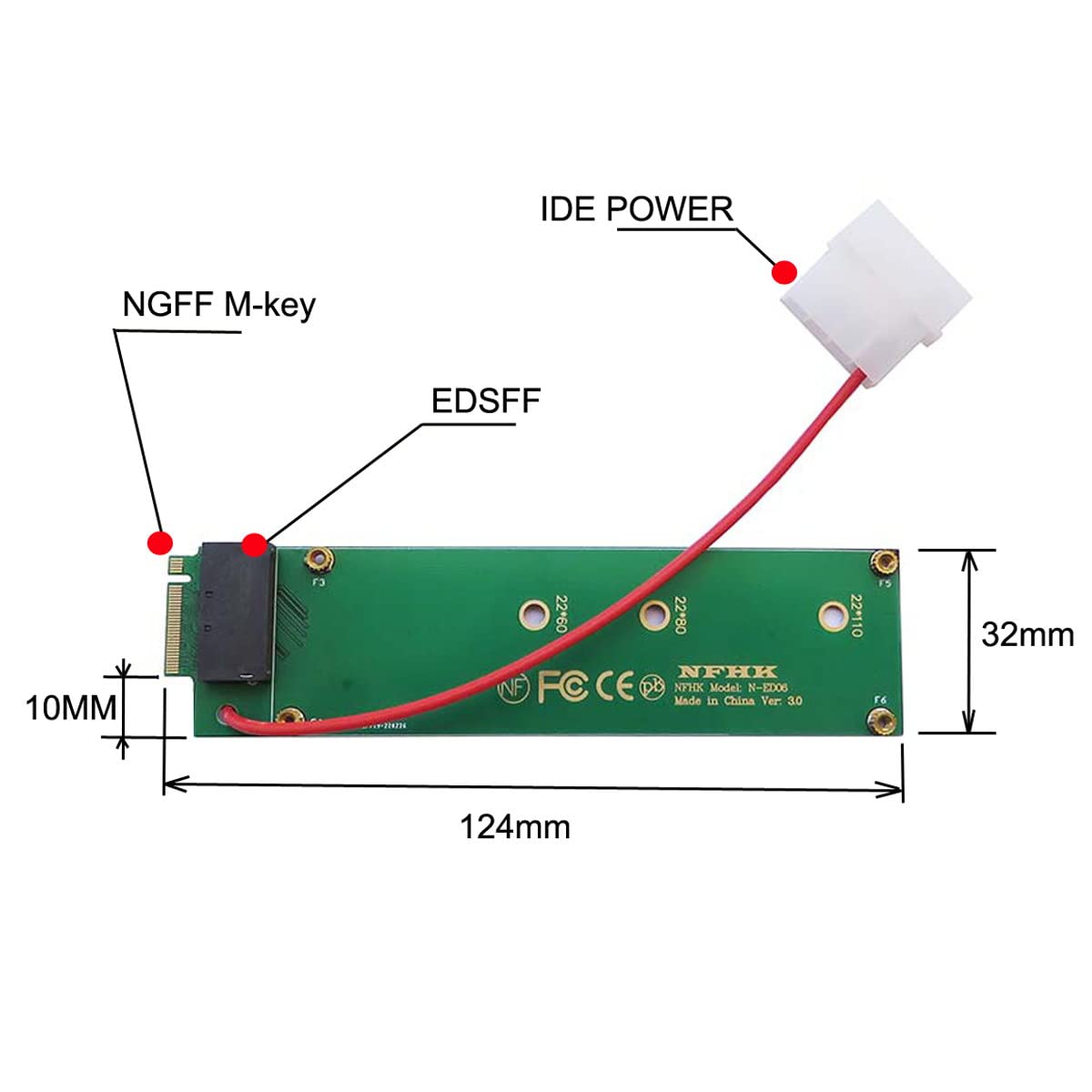 NFHK U.2 SFF-8639 Adaptateur Hôte Vers NVMe Règle 1U GEN-Z