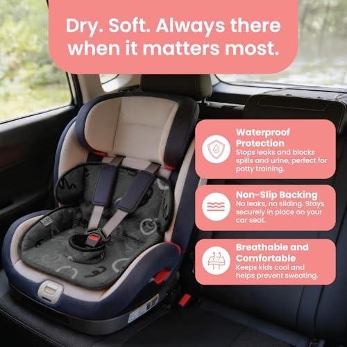 Image of Piddle Pad 2-Pack, Potty Training Car Seat Protector, Toddler Car Seat Cover & Stroller Protector, Machine Washable Waterproof Car Seat, Anti-Slip, Universal Fit (Black)