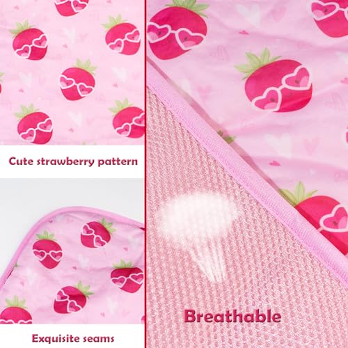 BAMY Cat Cooling Mat Summer Dog Silk Pad Self Cooling Cushion Washable Kitten Ice Blanket with Duck Strawberry Pattern (Pink Strawberry, S (19.7″x15.7″)) BAMY Cat Cooling Mat Summer Dog Silk Pad Self Cooling Cushion Washable Kitten Ice Blanket with Duck Strawberry Pattern (Pink Strawberry, S (19.7″x15.7″))
