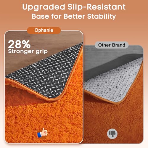 image for Ophanie Orange Fall Rugs for Bedroom Living Room, Fluffy Fuzzy Furry C