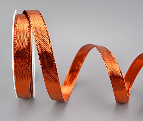 finemark 20 m x 15 mm Decorative Ribbon Glossy Copper Shiny Metallic Ribbon with Wire Shiny Gift Ribbon Christmas Wire Edge Ribbon
