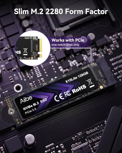 Image of Aiibe 128GB NVMe M.2 SSD Internal Solid State Drive NVMe PCIe 3.0 128GB SSD Read Speeds Up to 1100MB /s for Laptop