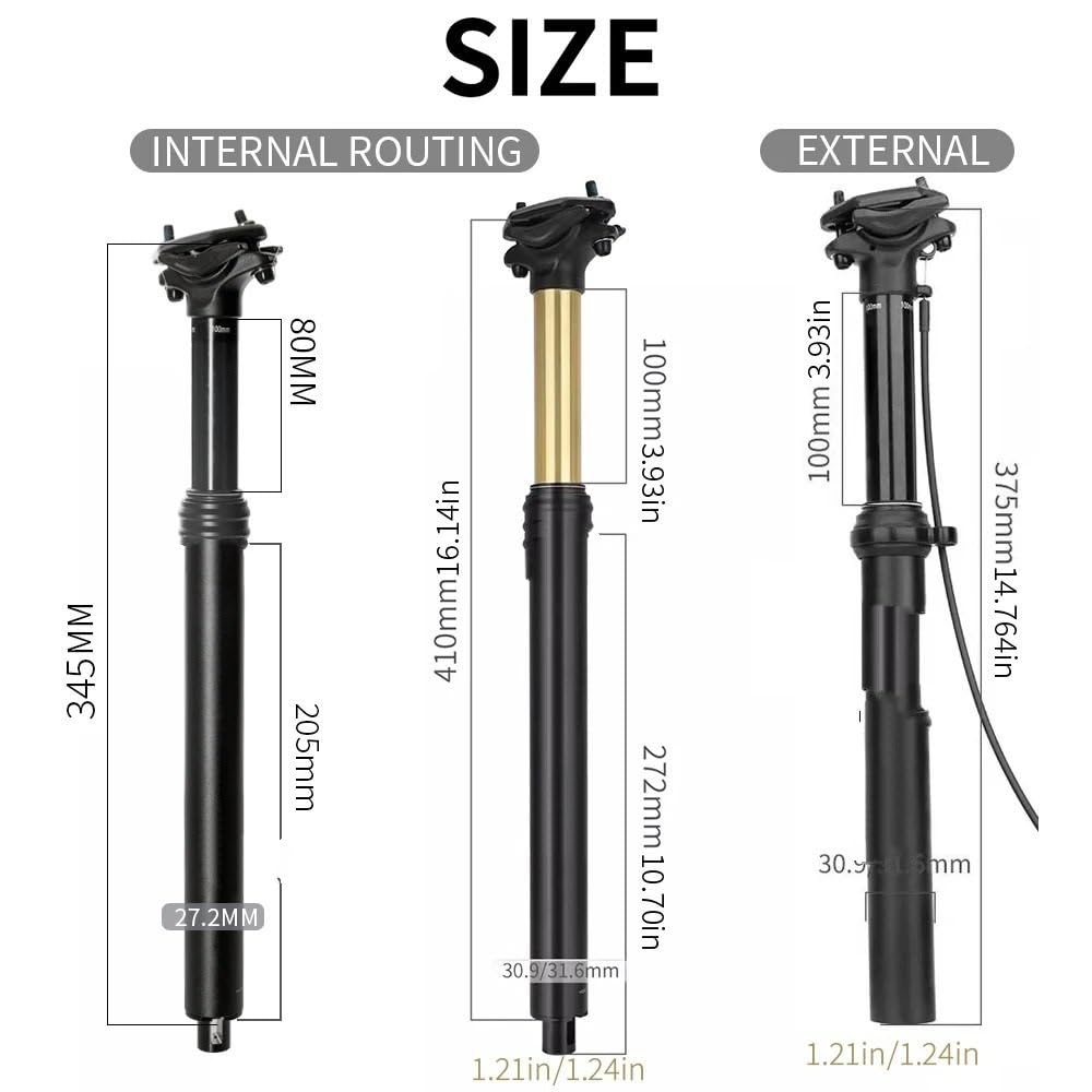 Sattelstütze Für Zoom Fahrradsattelstütze MTB MTB sattelstütze | 27,2 mm 31,6 mm Aluminium-Innen-Außengriff-Drahtsteuerung 100 mm