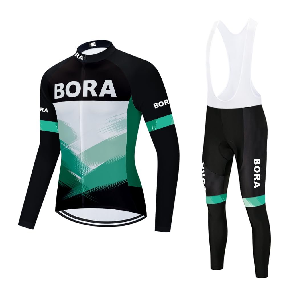 Moxilyn Moxilyn Herren-Radsportbekleidung, Langarmtrikot + lange Hosen, 20D-Gelkissen, modisches Komplettset, Fahrrad-Sportbekleidung, Radtrikots für Herren