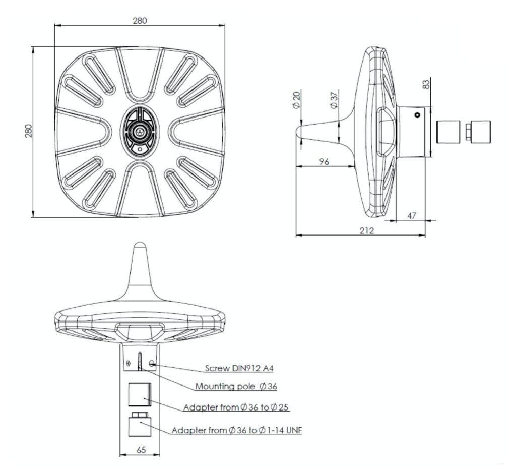Blugy Antena TV para Caravana Exterior Omnidireccional Amplificador DVB-T/DVB-T2/FM/DAB TDT con Soporte de Montaje