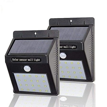 NITLOK 20 LED Waterproof Bright Solar Wireless Security Motion Sensor LED Night Light (Black) (Pack of 2)