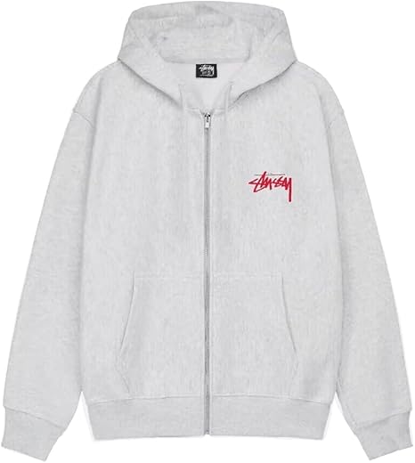 STUSSY ジップアップジャケット グレー ストライプ 中古・古着通販】stussy authentic gear (ステューシー