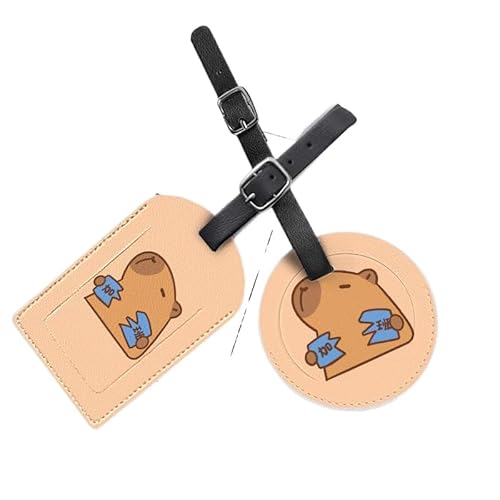カピバラ 荷物タグ ネームタグ ラゲージタグ ラゲッジタグ 荷物ラベル バッグタグ スーツケースタグ ネームラベル スーツケース バッグ用 名刺ホルダー 出張用タグ ラベルカード 旅行用品 出張,3