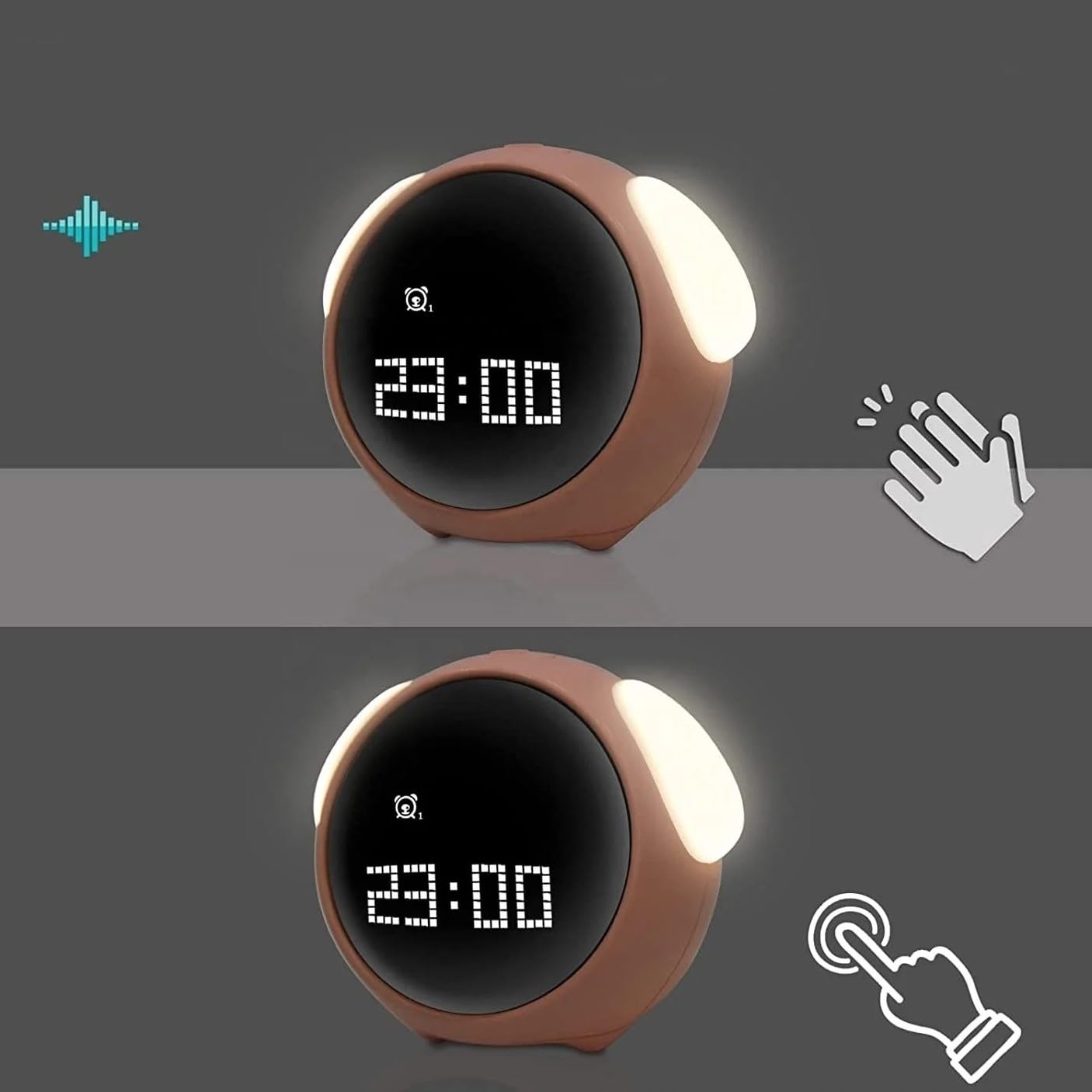 Horloge Réveil Veilleuse LED Lampe de Nuit pour Enfants Enfant Emoji Emoji