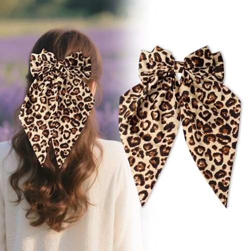 Lazo grande para cabello con estampado de leopardo miniatura 1