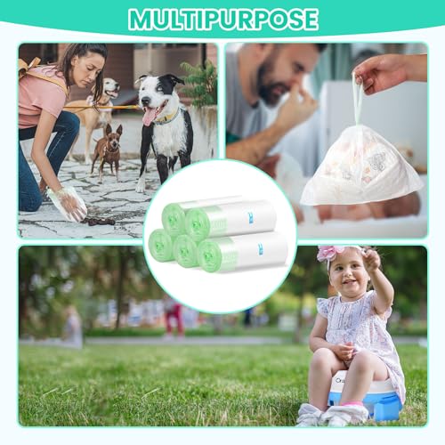 100 Stück Einweg Töpfchenbeutel,Reisen Töpfchen Liner mit Kordelzug für Tragbare Töpfchen für Unterwegs,für Kinder Kleinkind Erwachsene Haustier im Freien (5 Rollen)