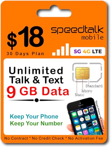 SpeedTalk Mobile Pre Paid Wireless Plan for Smart Phones & Cellphones – BYOD - Unlimited Talk