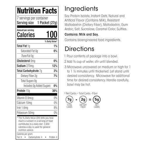 Wonderslim Instant Protein Oatmeal, Maple Brown Sugar, Gluten Free, Low Carb thumb #2