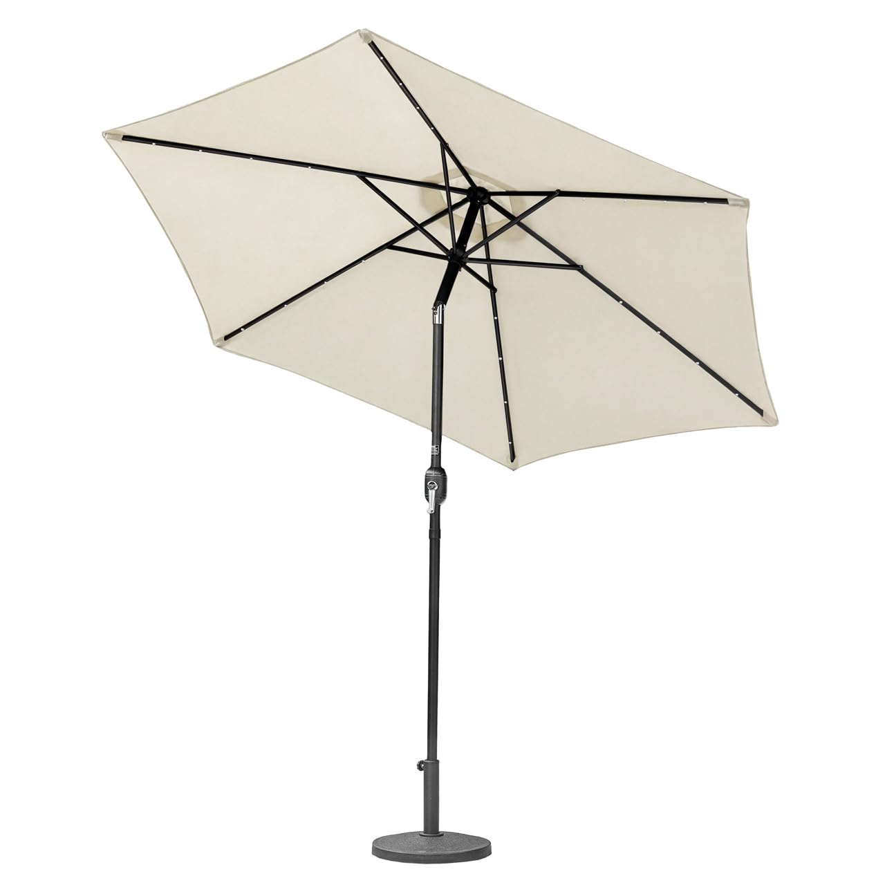 Harrier 2.7m Garden Parasol with Crank Handle & Tilt Function [7 Colour Options] – Outdoor Garden Patio Umbrella with Optional Waterproof Cover + Weights (Cream, Parasol + Cover + 23L Plastic Base)