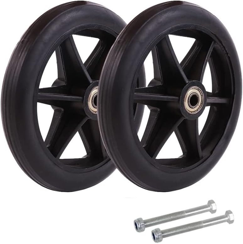 AKDSteel 2Pcs 8Inch Front Wheelchair Wheel, Solid Rubber