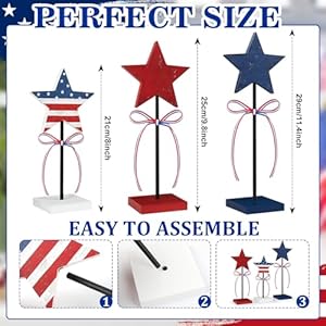4th of July Tiered Tray Decor Wooden Star Set, 3 Pcs Memorial Day Table Decorations, Rustic Patriotic Tabletop Home Decor, Red White and Blue Decorations for Home (Retro) 4th of July Tiered Tray Decor Wooden Star Set 3 Pcs Memorial Day Table Decorations Rustic Patriotic Tabletop Home Decor Red White and Blue Decorations for Home Retro