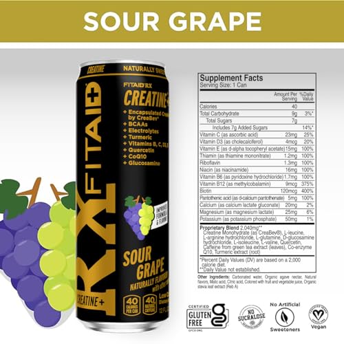 Image of FITAID RX Recovery Blend Plus Creatine, Contains BCAAs, Glucosamine, Turmeric, B-Complex, Electrolytes, 12 Fl Oz (Pack of 12)