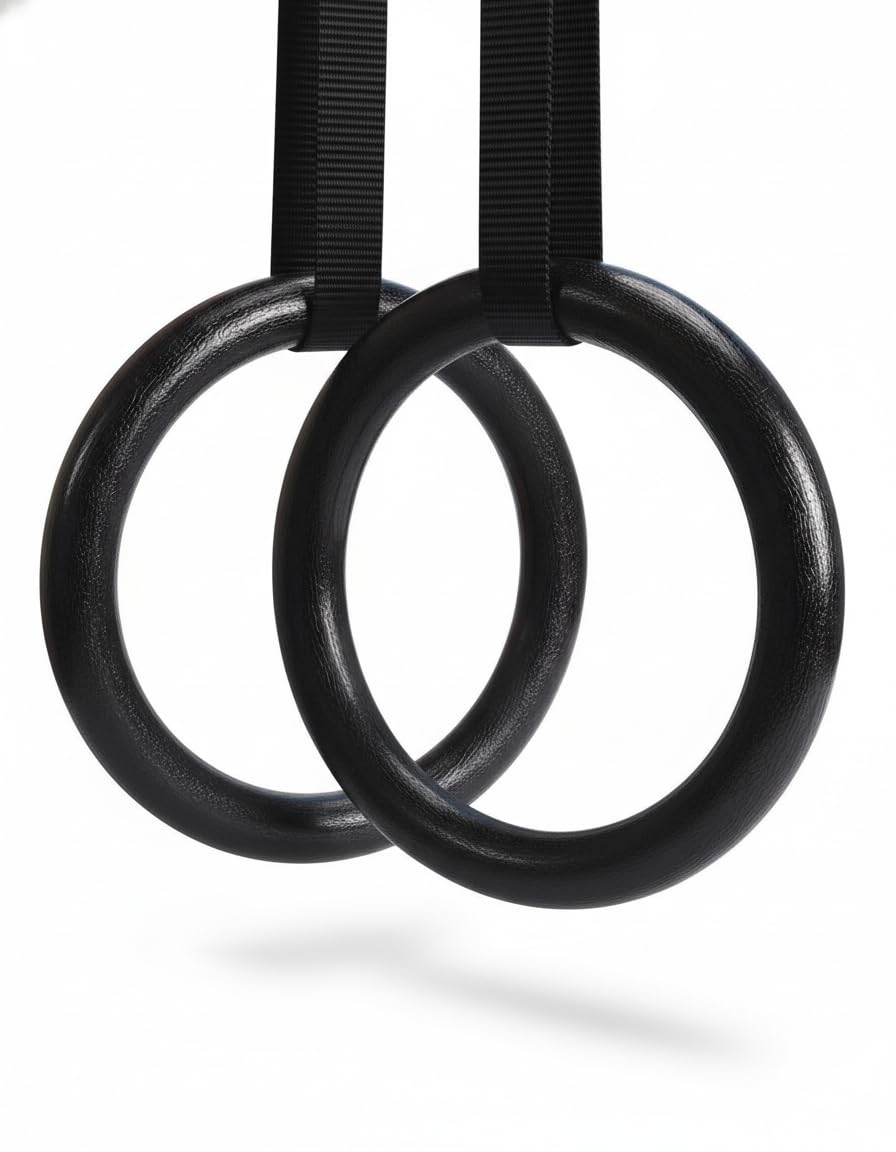 Histarzeda Gymnastics Rings with Adjustable 4.5m Straps, Heavy Duty ABS Exercise Rings Set, Non-Slip Olympic Gymnastic Rings for Calisthenics, Pull Ups, Cross Training & Home Gym (400kg Capacity)