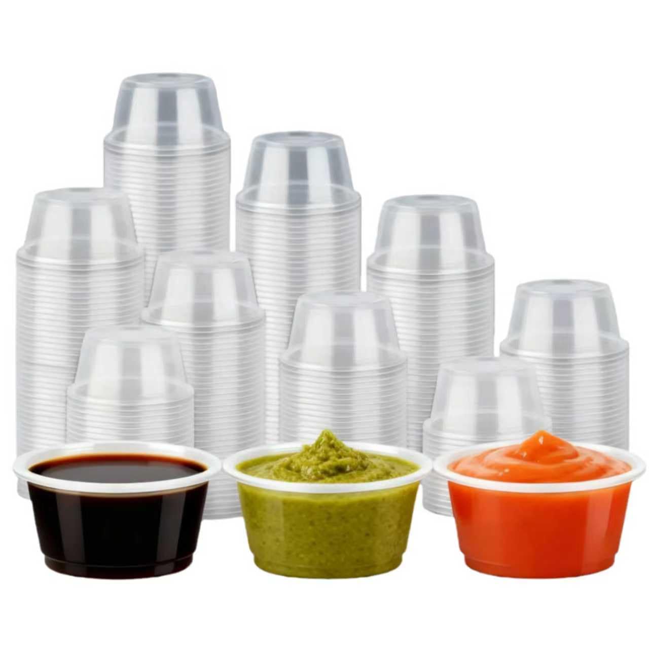 FICUCUSO 400 Count-2 oz Plastic Condiment Portion Cups(No Lids),for Souffle,Sauce,Jello Shots,Salad Dressing