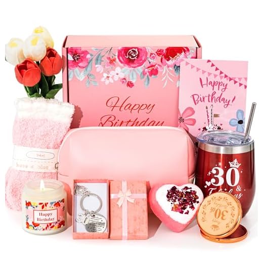 Presentes de aniversário de 30 anos para mulheres, cestas de presente exclusivas de feliz aniversário para ela, conjunto de presente de copo de banho de spa para relaxamento, caixa engraçada de 30