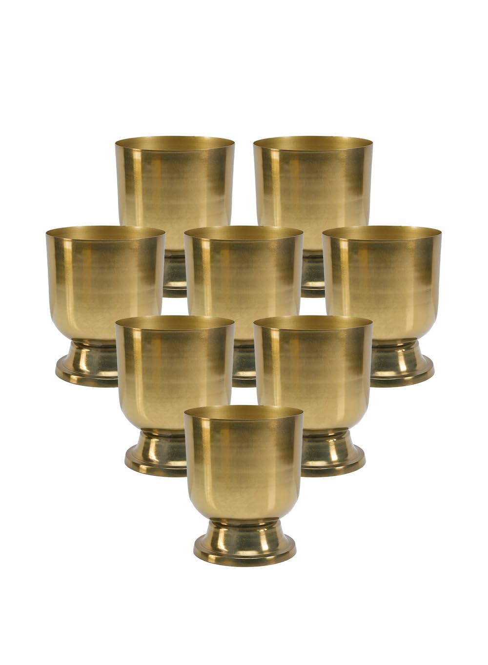 Serene Spaces Living 6.5" Kanchan Pedestal Urn Vase, Gold Metal Vases for Centerpieces, Home Decor, Wedding, Parties, Floral Arrangements, Cachepot, Potpourri, Catchall, Pack of 12