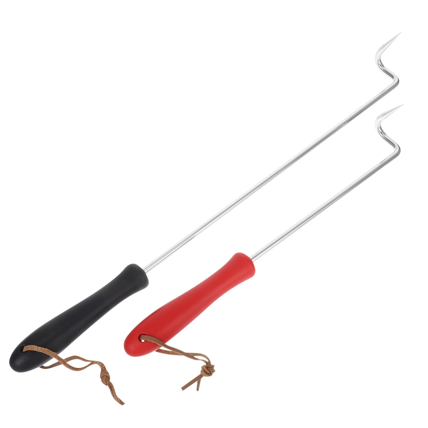 POPETPOP 2pcs Bbq Meat Flipper Hooks Stainless Steel with Heat Resistant Plastic Handle Durable Food Turner for Grilling Outdoor Cooking Utensils Safe and Sturdy Cooking Tools