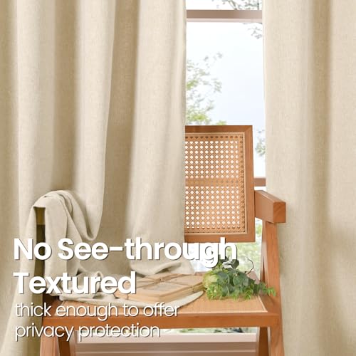 BGment Oatmeal Linen Curtains 84 Inch Length 2 Panels Set for Living Room, Sand Semi Sheer Drapes Light Filtering No See Through Window Treatments with Grommet for Bedroom, Each 52 Inch Wide - Thumbnail 3