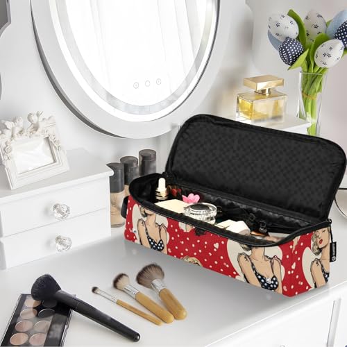 Bolsa para herramientas de cabello Art Lady Red que sostiene secador, rizador, planchas y organizador de accesorios para cabello resistente al calor, portátil para viaje para mujeres miniatura 7