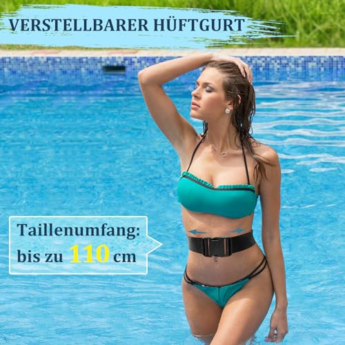 Digiroot Schwimmgurt für Pool 3M-9M einnstellbare Schwimmwiderstand Gürtel Schwimmtrainer Schwimmhilfe Gürtel Leine für Erwachsene Kinder Schwarz