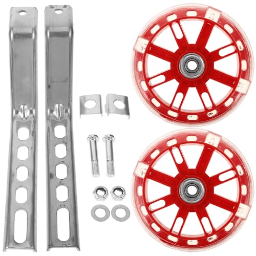 Ruedas de entrenamiento para bicicleta, ruedas estabilizadoras de soporte traseras para bicicletas de 12 a 20 pulgadas con soportes rojos intermitentes, adecuadas para aprender a montar miniatura 1
