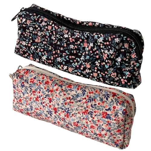 Bonito estuche para lápices, bolsa estética, bordado floral 3D, para adolescentes, niñas, niños, mujeres, universidad, viajes, maquillaje