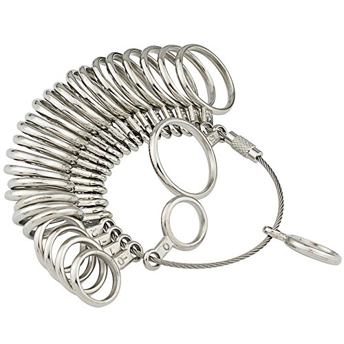 Ring Sizer Measuring Tool Stainless Steel Finger Rings Gauge 0-13 Sizing Measuring with Half Size 27 Pcs (Silver)