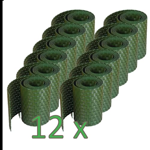 workingHOUSE Polyrattan-Sichtschutzstreifen | Sichtschutz für Doppelstabmatten Zaun | 19x255 cm (12 x Grün) | Wetterfester Gartenzaun-Sichtschutz | Einfach anzubringendes Zubehör