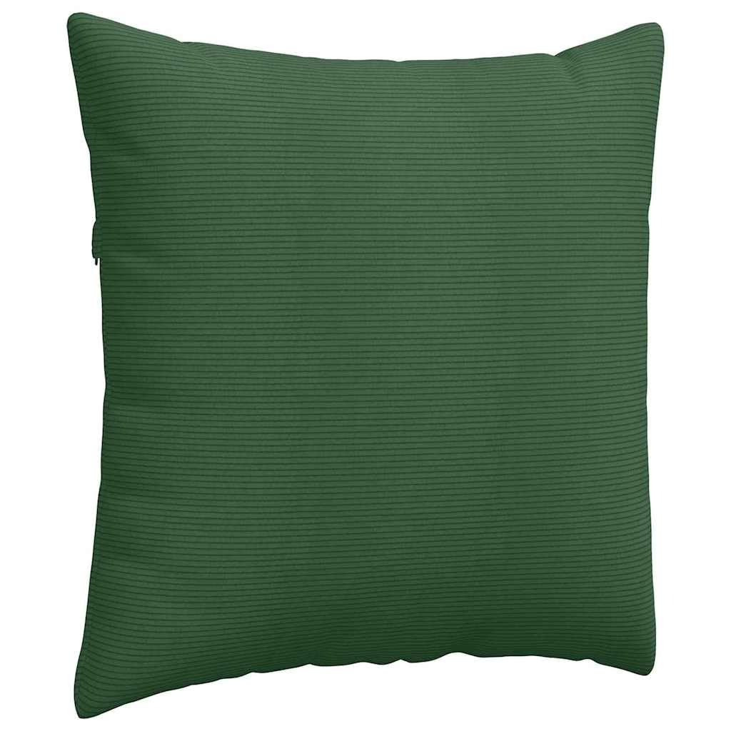Set di 2 cuscini da divano, 80 x 80 cm, cuscini decorativi in morbido tessuto a coste, con rivestimento sfoderabile e imbottitura in poliestere, per soggiorno, verde scuro