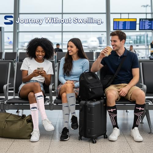 Image of Sooverki Compression Socks for Women and Men Circulation (3 /4 Pairs) is Best Support for Running Athletic Cycling Hiking