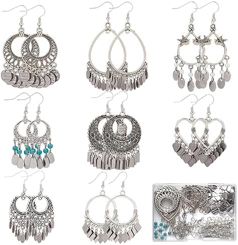 Kit Creazione Orecchini Boho SUNNYCLUE - 10 Set 196 Pezzi, Perle Di Vetro, Ciondoli Vintage - 4