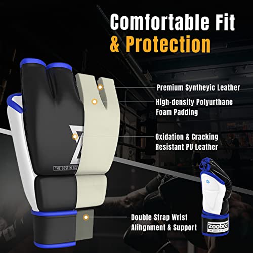 Flexzion Mma Gloves - Fingerless Boxing Gloves For Mma Kickboxing Karate Taekwondo Sparring Gloves - Punching Gloves For Men And Women Adult Mma Gloves, Blue #TOP1