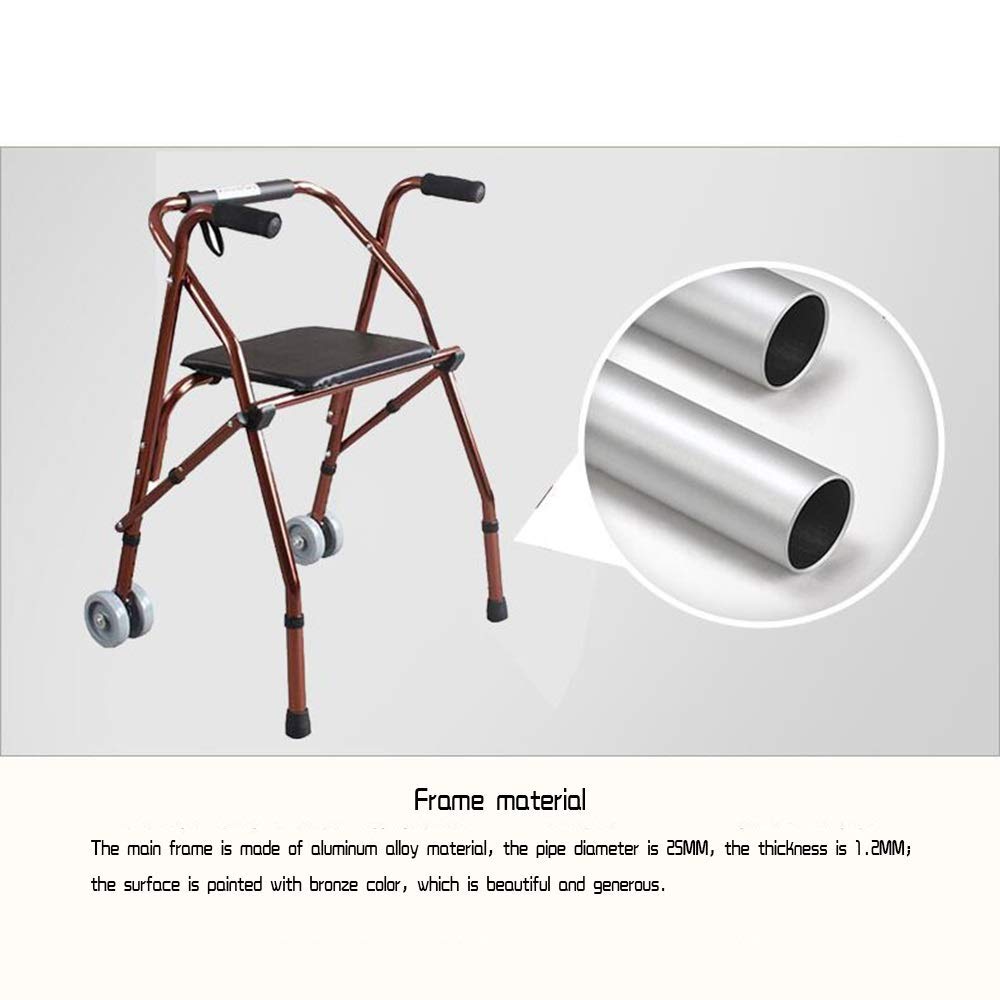 Składany Chodzik Typu Rollator Chodziki Typu Rollator Chodzik Lekki Chodzik Typu Rollator Z Siedziskiem, Aluminiowy Chodzik Dla Seniorów Regulowana Wysokość Nośność: 220 Funtów