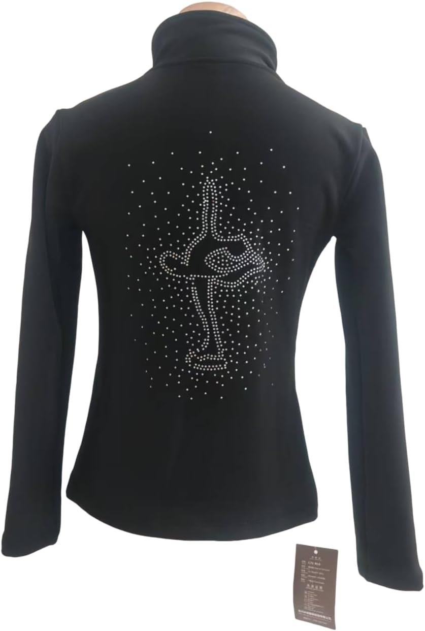 LIUHUO Handmade Diamond Figure Skating Jacket Training Fleece Jacket Girls Black