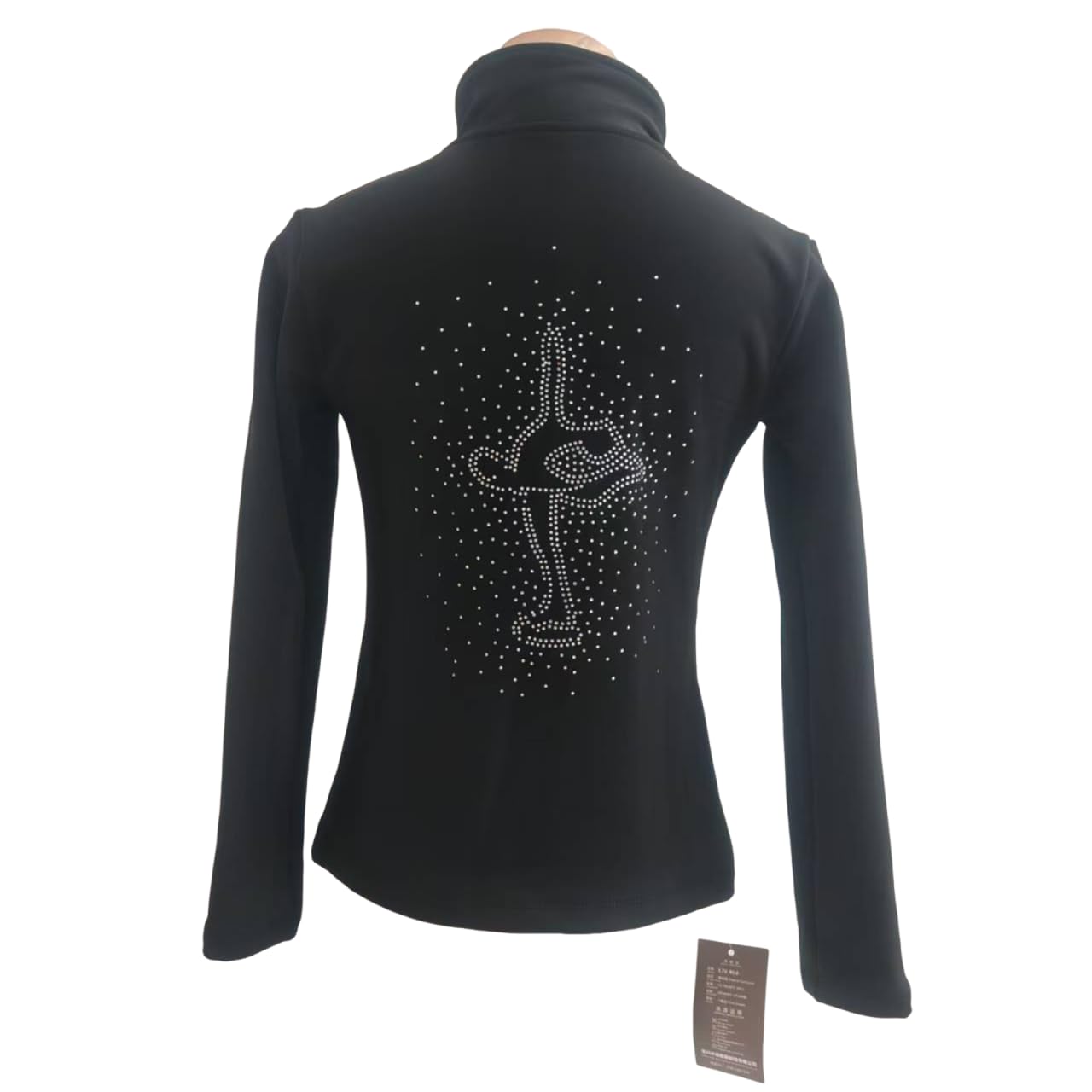 LIUHUO Handmade Diamond Eiskunstlaufjacke Trainings-Fleecejacke Mädchen Schwarz